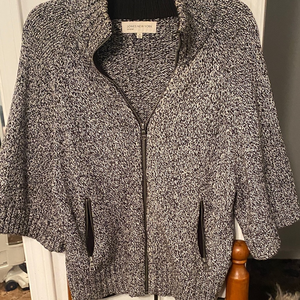 Jones New York Monochrome Zip-Up Sweater